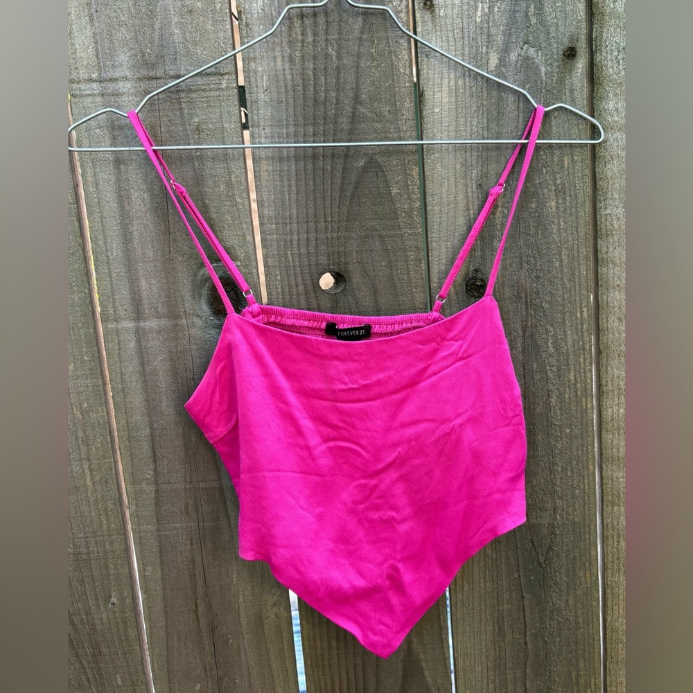 Forever 21 Pink Asymmetrical Crop Camisole